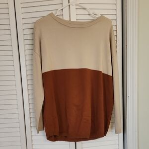 Color Block Beige and Brown Women's Top